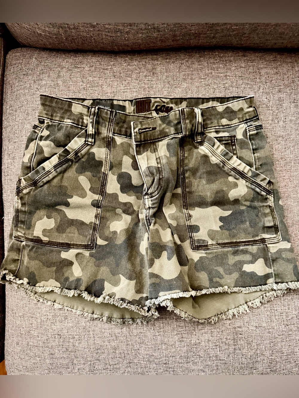 Kut from the Kloth Camo Denim Shorts – Frayed Hem
